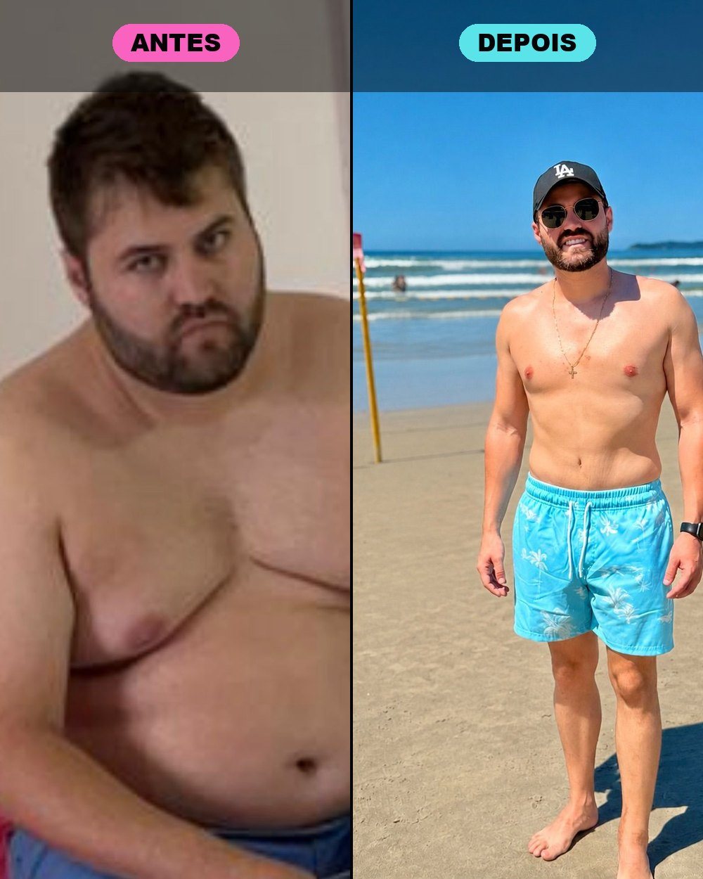 Antes e depois do aluno do Tosha