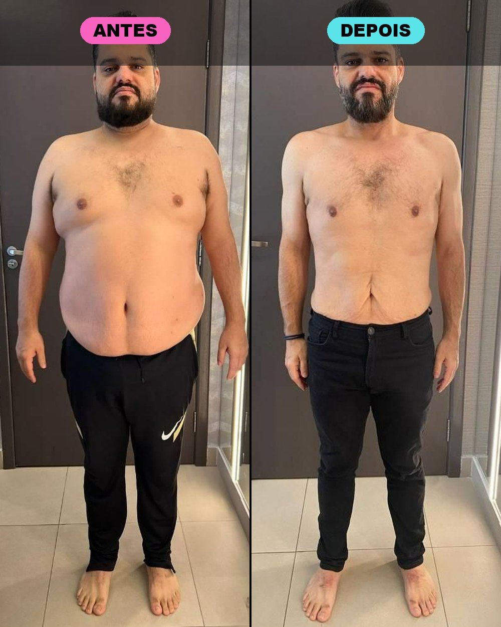 Antes e depois do aluno do Tosha