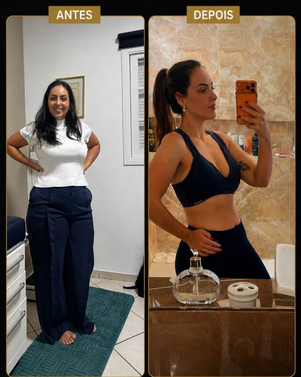 Antes e depois do aluno do Tosha