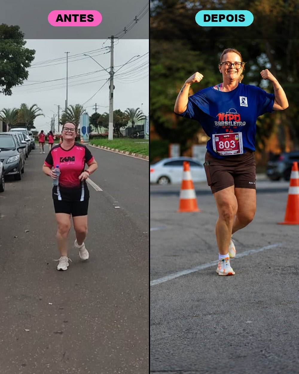 Antes e depois da aluna do Tosha
