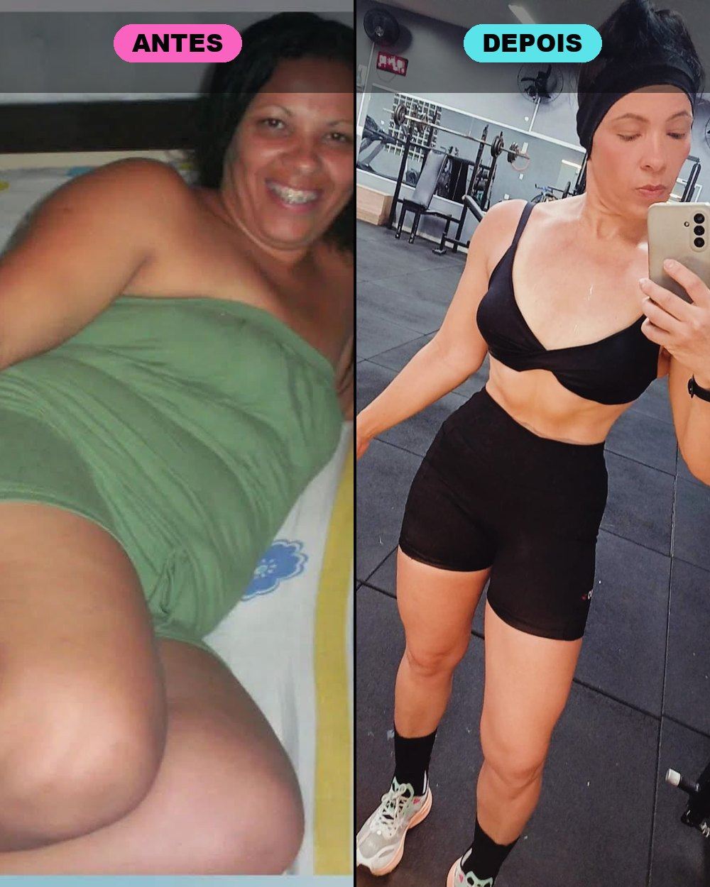 Antes e depois do aluno do Tosha